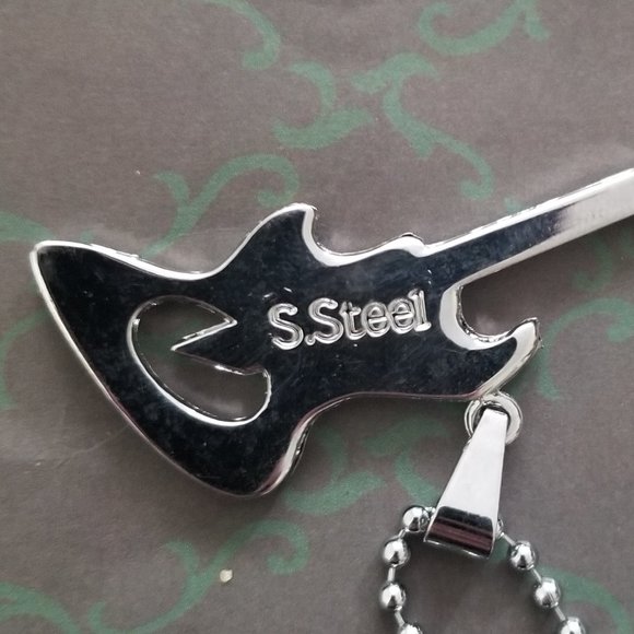 Stainless Steel Gunmetal Guitar Necklace – Rock Music Pendant, Unisex, NWT - Picture 4 of 4